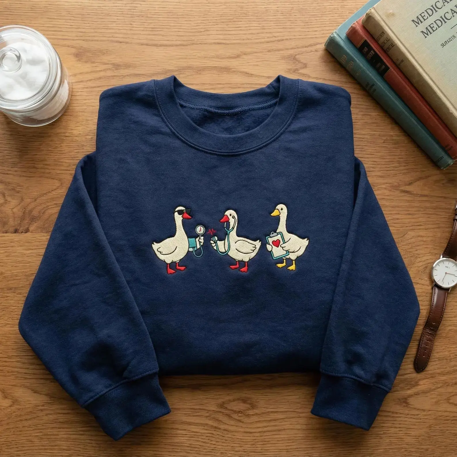 Scrub Life Goose Sweatshirt, Embroidered Nurse Goose Crewneck, Healthcare Worker Gift, Medical School Apparel