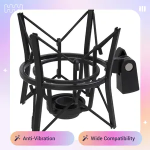 LyxPro MKS1-B Condenser Microphone Spider Shockmount - Black, Durable Audio Accessory for Mechanical Noise Reduction and Anti-Vibration Isolation
