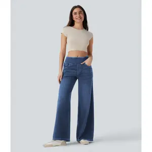 European and American style washed vintage wide-leg yoga pants, high-waisted loose-fitting drapey versatile jeans