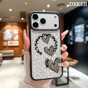 Retro Leopard-Print Heart Pattern Magnetic MagSafe Phone Case for iPhone 17 Air/16 Pro Max 15 Pro 14 13 12 11 Plus Shockproof Slim Protective Cover Casing