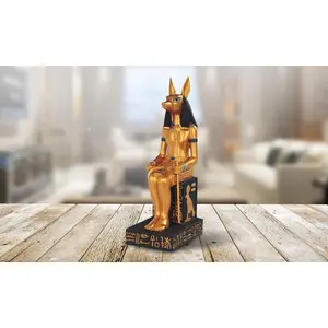 9.75"H Egyptian Deity Anubis Ancient Egyptian God of The Dead Black and Gold Statue Home Decor Figurine