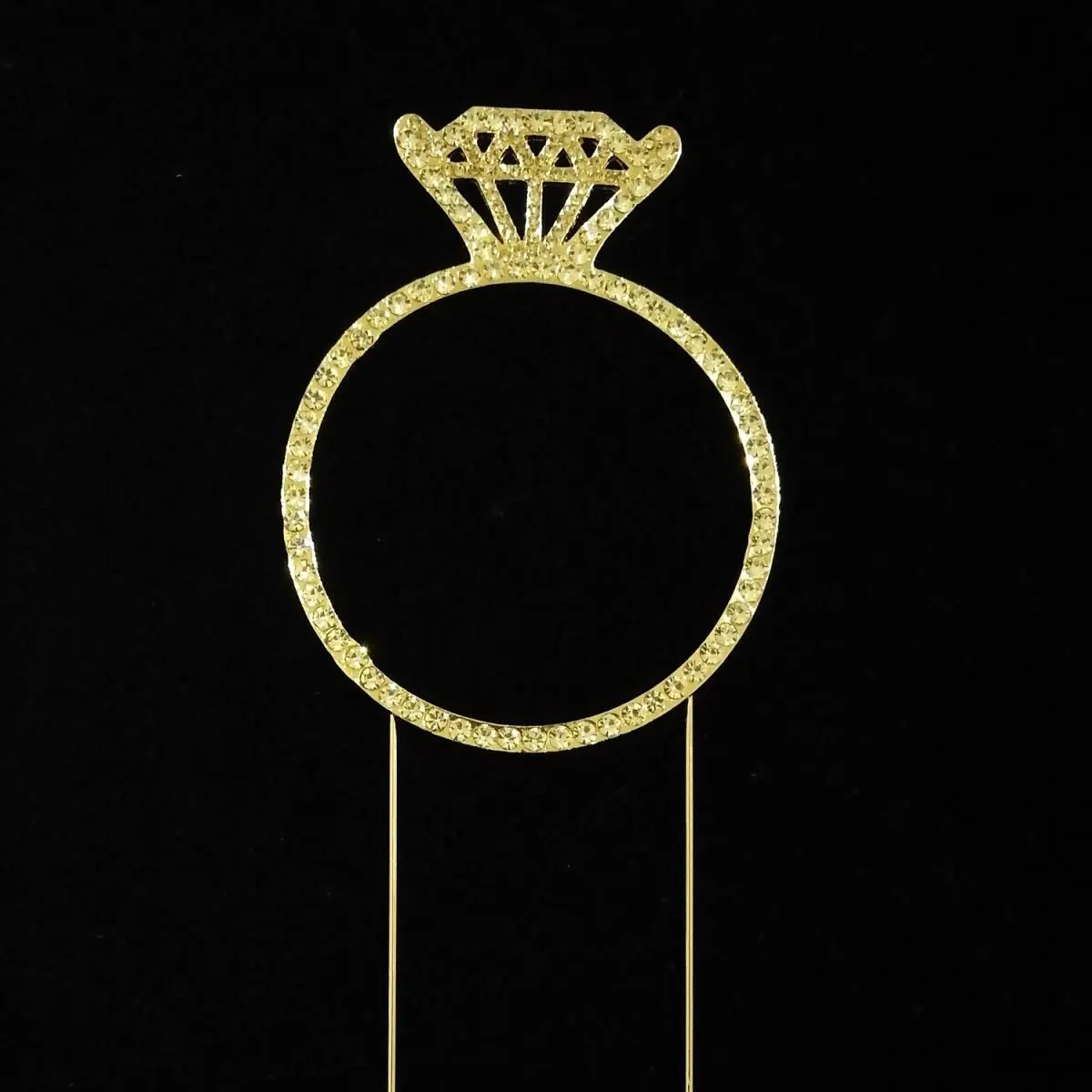 212 MAIN Gold Single Diamond Ring Rhinestone Wedding Cake Topper - 4.4x3.5 in Decor Stick, Bachelorette Party Centerpiece, Festive Decor, Cake Topper Decorations, Bechelorette Party