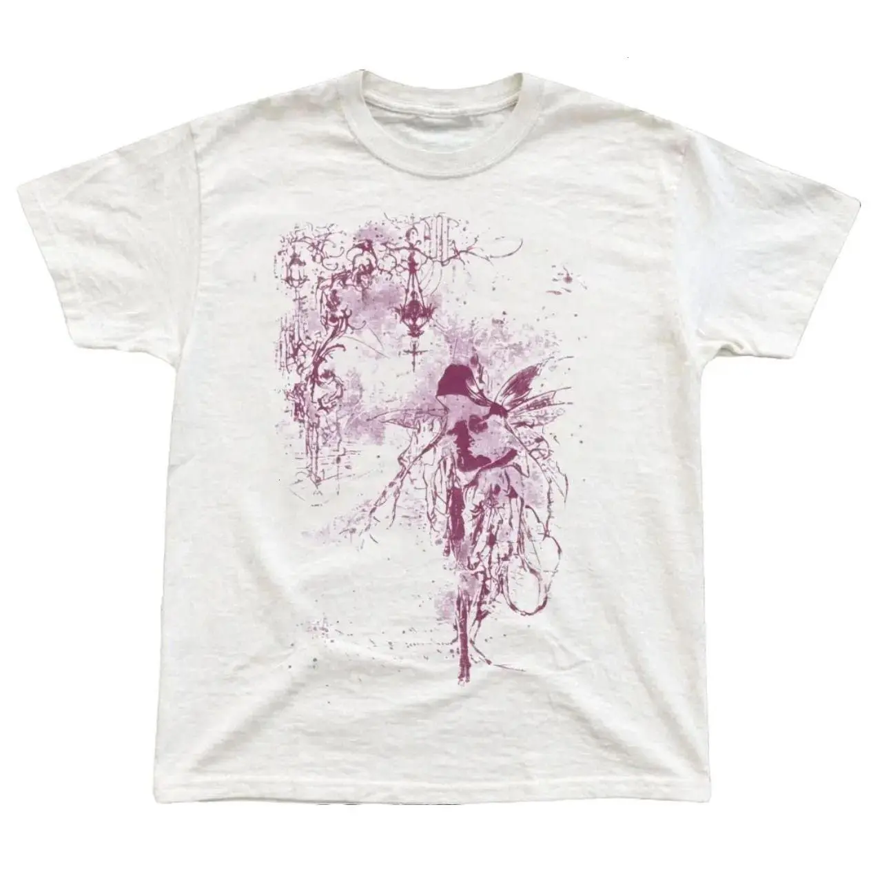 Y2K Fairy Grunge Graphic Tee - Aesthetic Vintage White Oversized T-Shirt