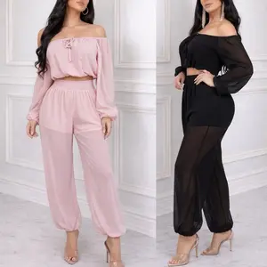 B26-030     Chic Off-Shoulder Two-Piece Set – Lightweight & Flowy