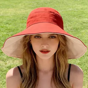 Spring/Summer Wide-brimmed Sun Hat Korean Style Fashion Shawl Outdoor Double-Layer Quick-Drying Waterproof Fisherman Hat for Women