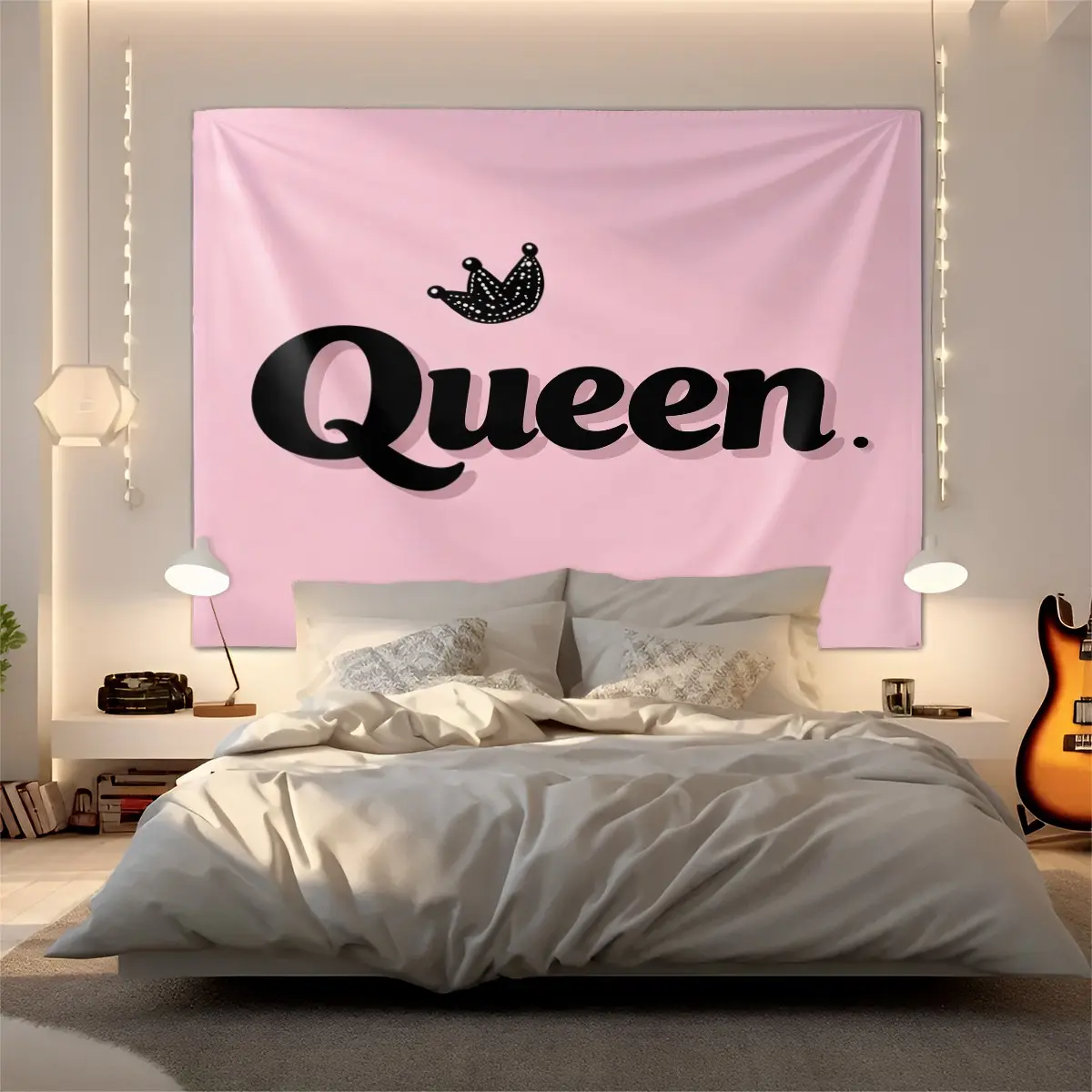 Crown King Queen Printed Pattern Cat Print Tapestry for Home Decor, Fashionable Room Flag, Unique Wall Art in Living Room and Bedroom, Perfect Gift for Cat Enthusiasts