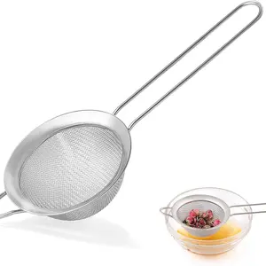 1pc Stainless Steel Fine Mesh Filter, Manual Mini Sieve Filter, Cocktail Tea Coffee Juice Strainer, Food Sieve with Handle, Home Bar Accessories