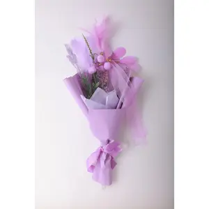 Hello Lavender Cat Teaser Bouquet with Artificial Flowers - Home Decor Ornament