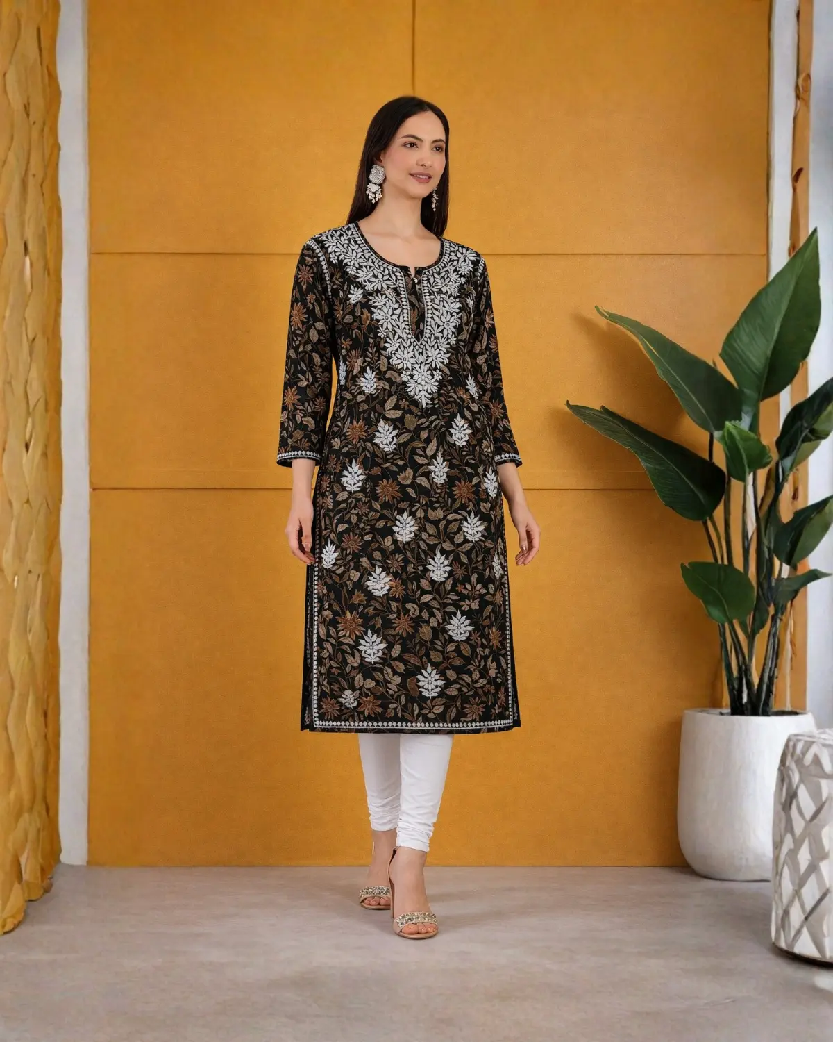 Noor Noir Printed Black Booti Kurta