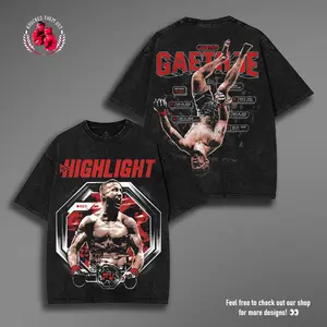 Retro BOXING JUSTIN GAETHJE Oversize UFC V2 Washed Tee, Fighter Graphic T-Shirt, Perfect Gift for Sports Fans men Fabric Menswear 90s