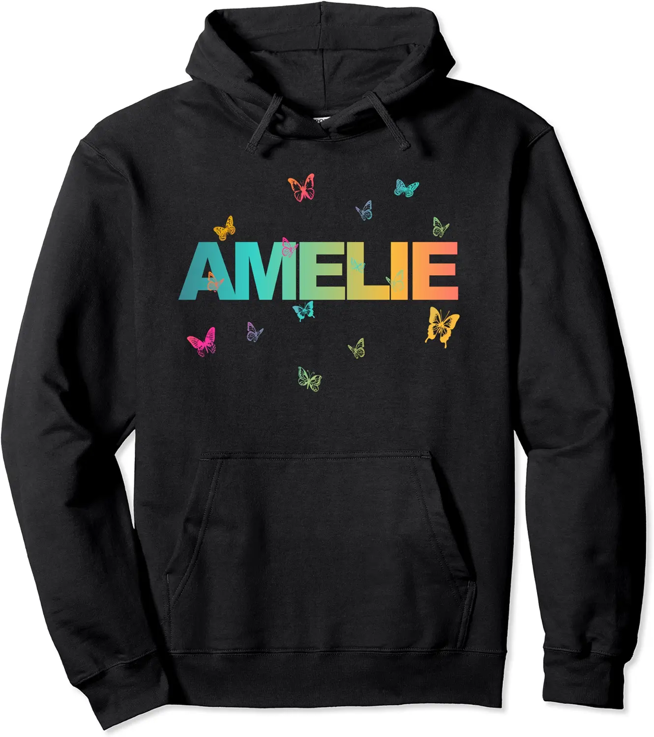 Amelie - Beautiful Name with colorful Butterflies Pullover Hoodie - Nicolekhach Shop 32B09DPQV75R