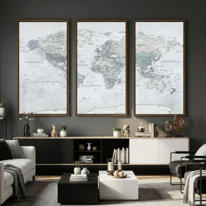 Push Pin World Map Canvas Print - Detailed Vintage World Map