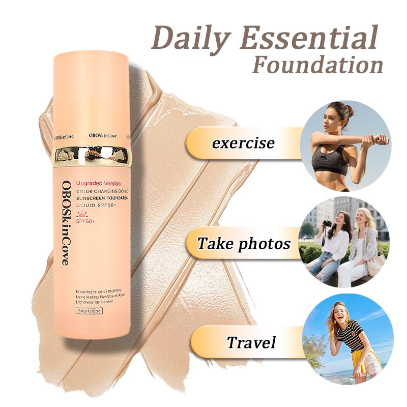 4-In-1 Foundation Liquid SPF 50+++ Moisturizing Even Skin Toning Color Medium Spectrum Hydrating Medium Full Coverage Concealer Waterproof for Gym Sports Dancing