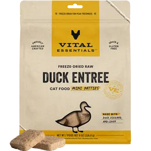 Vital Essentials Freeze-Dried Raw Duck Entree Cat Food Mini Patties