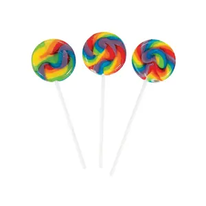 1 1/2" 1 lb. Mini Rainbow Swirl Mixed Fruit Lollipops - 38 Pc.