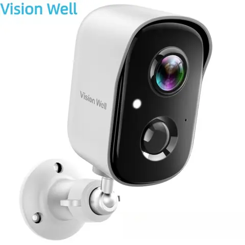 Vision Well White Wireless Outdoor Home Security Camera System - 1080P HD, Color Night Vision, Spotlight, 2-Way Audio, AI Sensors, Built-In Batteries, Wall Mount, WiFi Surveillance Camera, Easy Installation