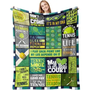 Tennis Gifts Blanket 60’’X50’’, Tennis Themed/Lover/Coach/Players Gift for Men Women Girls Boys