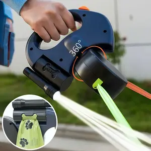 Ergonomic Dual Dog Leash with Accessories 360° Rotatable Handle and LED Flashlight for Night Walks