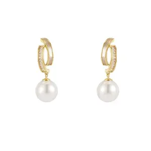 GIGI ARIA EARRINGS 14K Gold Plated 925 Sterling Silver Shell Peal Dangle Earrings for Women Jewelry