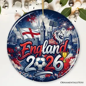 England 2026 Soccer Cup Global Championship Ornament, Fans Football Gift and Tree Decor