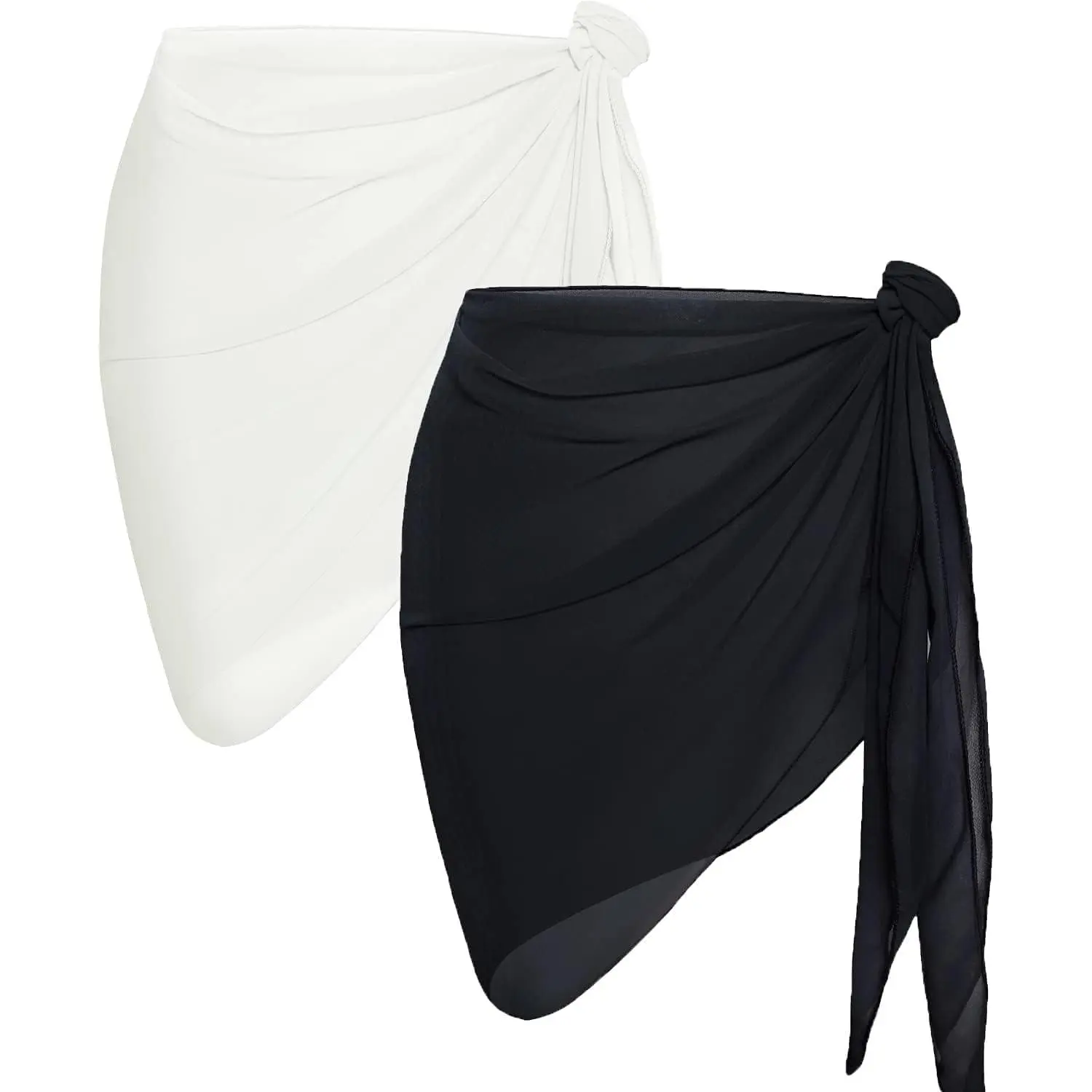 Women's 2-Piece Sheer Beach Sarong Wrap Pantskirt, Bikini Coverup, Swimwear Coverups for Swimsuits