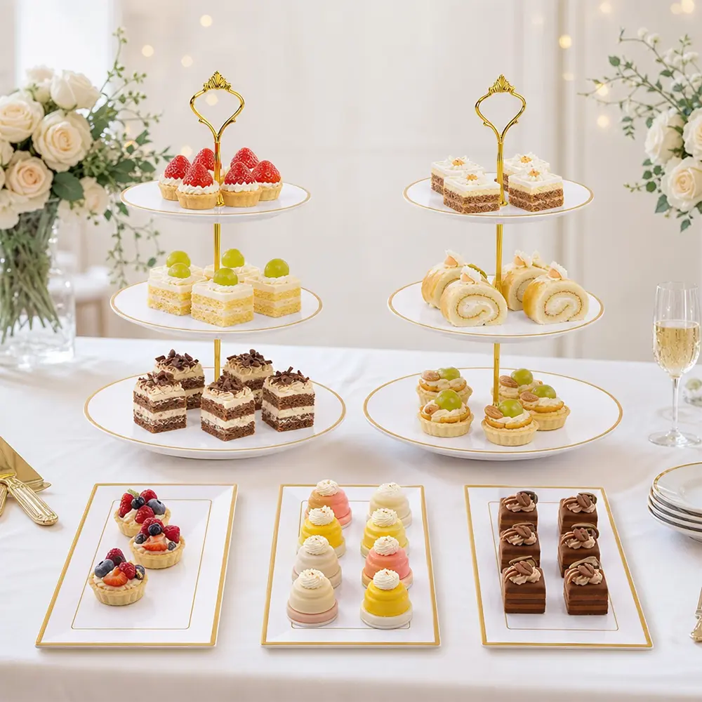 8Pcs Dessert Display Stand Kit, Reusable Plastic Cupcake Tower and Serving Platter Set for Party Dessert Table, Wedding, Birthday, Afternoon Tea Decorations