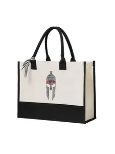 Spartan Helmet Typography Print Tote Bag for Everyday Use and Travel Durable Large Capacity Handbag Ideal for Fitness Enthusiasts and Outdoor Activities Perfect Gift for Christmas Thanksgiving Birthday and Special Occasions
