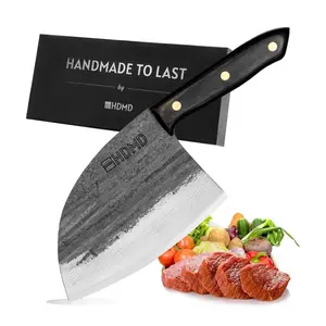 Serbian Chefs Knife Hand Forged Meat Cleaver Knife for Meat Cutting, Full Tang Serbian Knife High Carbon Steel Butcher Knife Kitchen Cleaver Knife