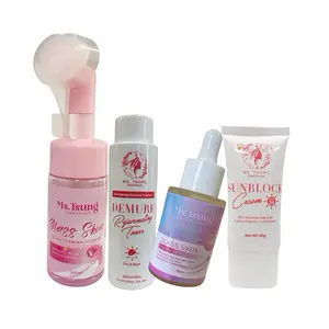 Ms. Tsung Essentials Daytime Glass Skin Beauty Bundle – Foam Cleanser, Rejuvenating Toner, Hydrating Facial Serum & SPF 30 Sunblock