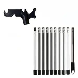10-section extendable pole with hooks, suitable for hanging Christmas, Halloween, and Thanksgiving decorations at heights, as well as drying clothes. Lightweight and practical, a must-have for home use