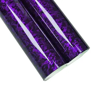 Ultra Glossy PET Purple Carbon Fiber Vinyl Wrap Film Self Adhesive Car Motorcycle DIY Sticker Decal With Air Release