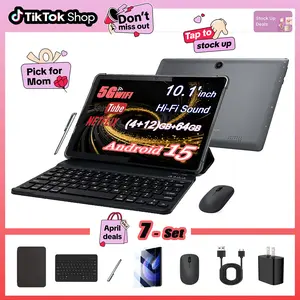 【MothersDayGift】MAXPad 2026's 10.1 inch Smart AI new Tablet Android15 16GB+64GB 6000mAh big battery,tablets bundle with Keyboard,Case ,mouse,USB-C Adapter,bluetooth,5GWIFI Entertainment,Dual camera,widevine l1,Streaming,Mother's Day gift for 2026