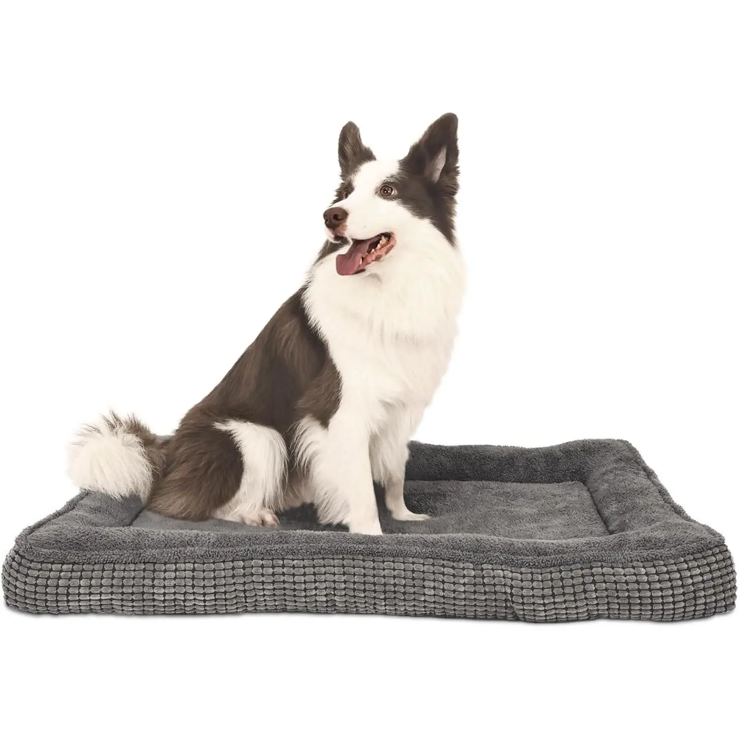 Dog Crate Bed for Large, Medium Dog, Washable Dog Bed for Crate with Bolster, Pet Crate Beds for Large Sized Dogs with Removable Cover and Non Skid Bottom, 36 x 23, Gray