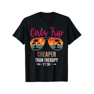 clothing merch flash sale Girls Trip Cheaper Than a Therapy 2026 Summer Girls Weekend T-Shirt |   Unisex, Men's, Casual Short Sleeves, Round Neck, Crew Neck, Slight Stretch Fabric, Print Pattern, Perfect for Spring & Summer