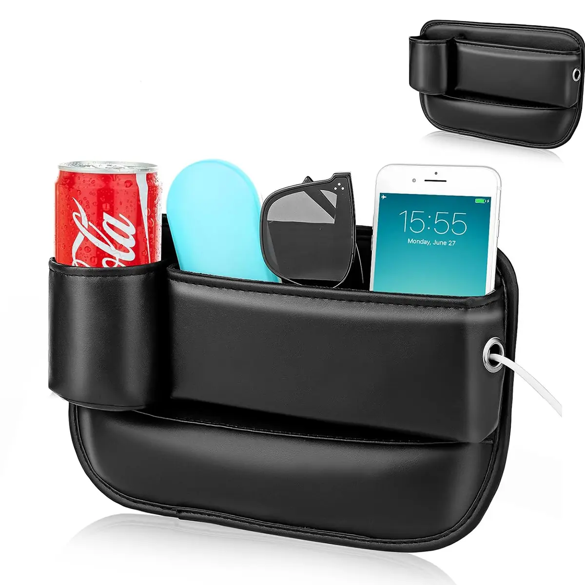4-in-1 Car Armrest Cushion with Tissue Box Cup Holder Storage Bag, Leather Elbow Rest Pad Multifunctional Car Interior Accessories Car Organization Accessories Car Interior Organizers