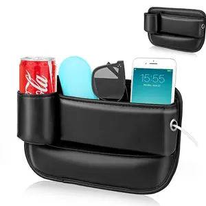 4-in-1 Car Armrest Cushion with Tissue Box Cup Holder Storage Bag, Leather Elbow Rest Pad Multifunctional Car Interior Accessories