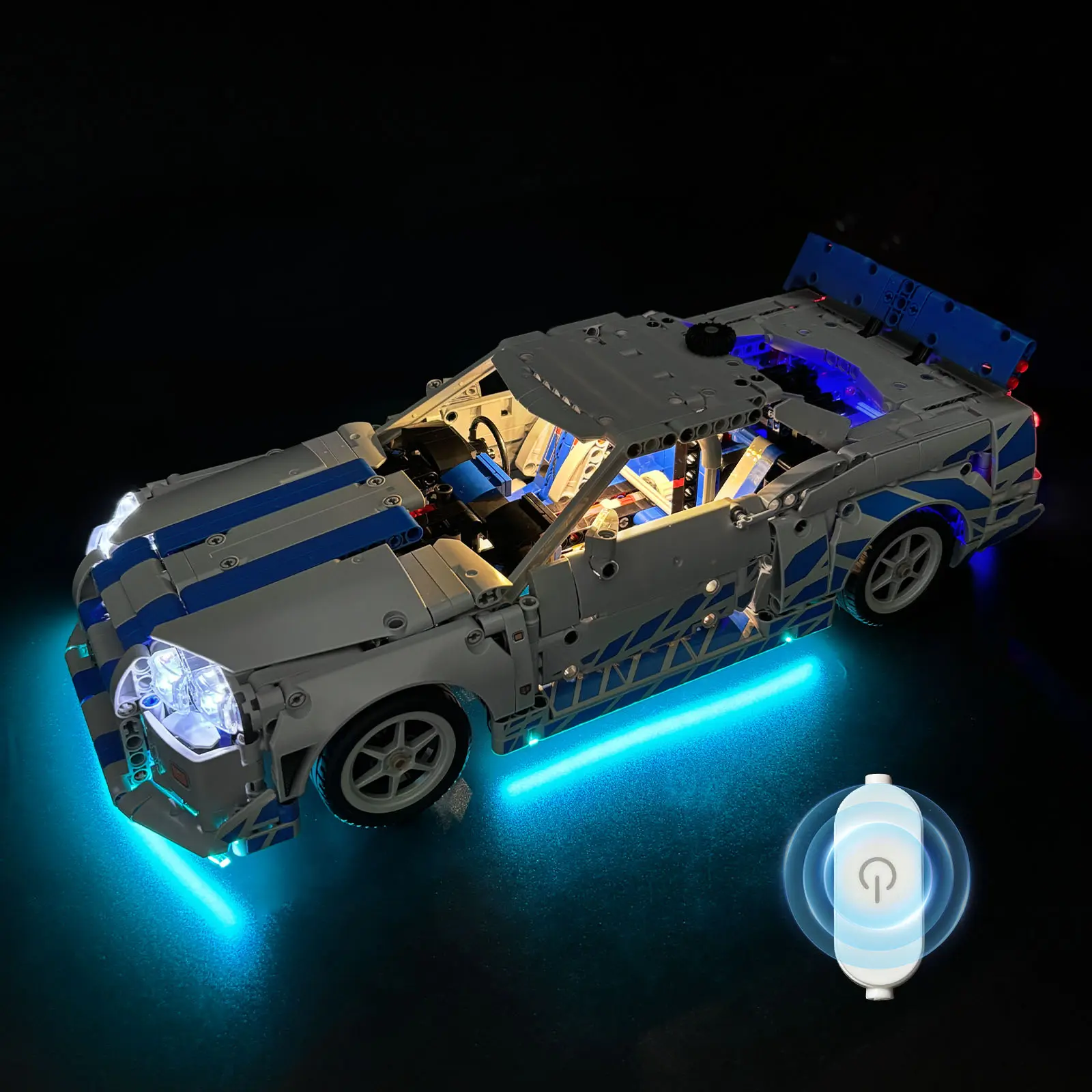 LED Light Kit compatible with Lego Speed Champions Fast & Furious Nissan Skyline GT-R (R34) Toy Car Building Set, Blue Underglow Lights for Lego 76917,Birthday, holiday, gift （No building blocks, just lights）# easy assembly # day gift idea sohochic