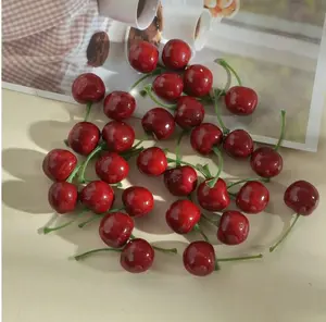 40Pcs Simulation Fruit Cherry, Realistic Fruit Cherry Decoration Props, Suitable For Home Desktop Decoration, Kitchen Fruit Party Decoration
