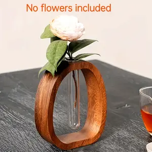 Luxury Walnut Wood Glass Hydroponic Vase | Elevate Your Space with Timeless Minimalist Elegance