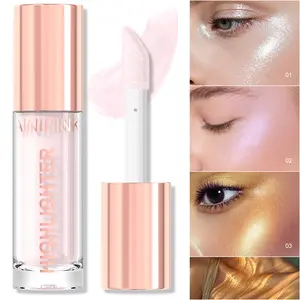 AINIPINK Waterproof Sweatproof Long-Lasting Liquid Highlighter, Lightweight & Skin-Friendly, Poreless Effect, Facial Brightening, 3D Contour Shaping, No Cakey Texture, No Fake Shine, Multi-Area Available for Makeup