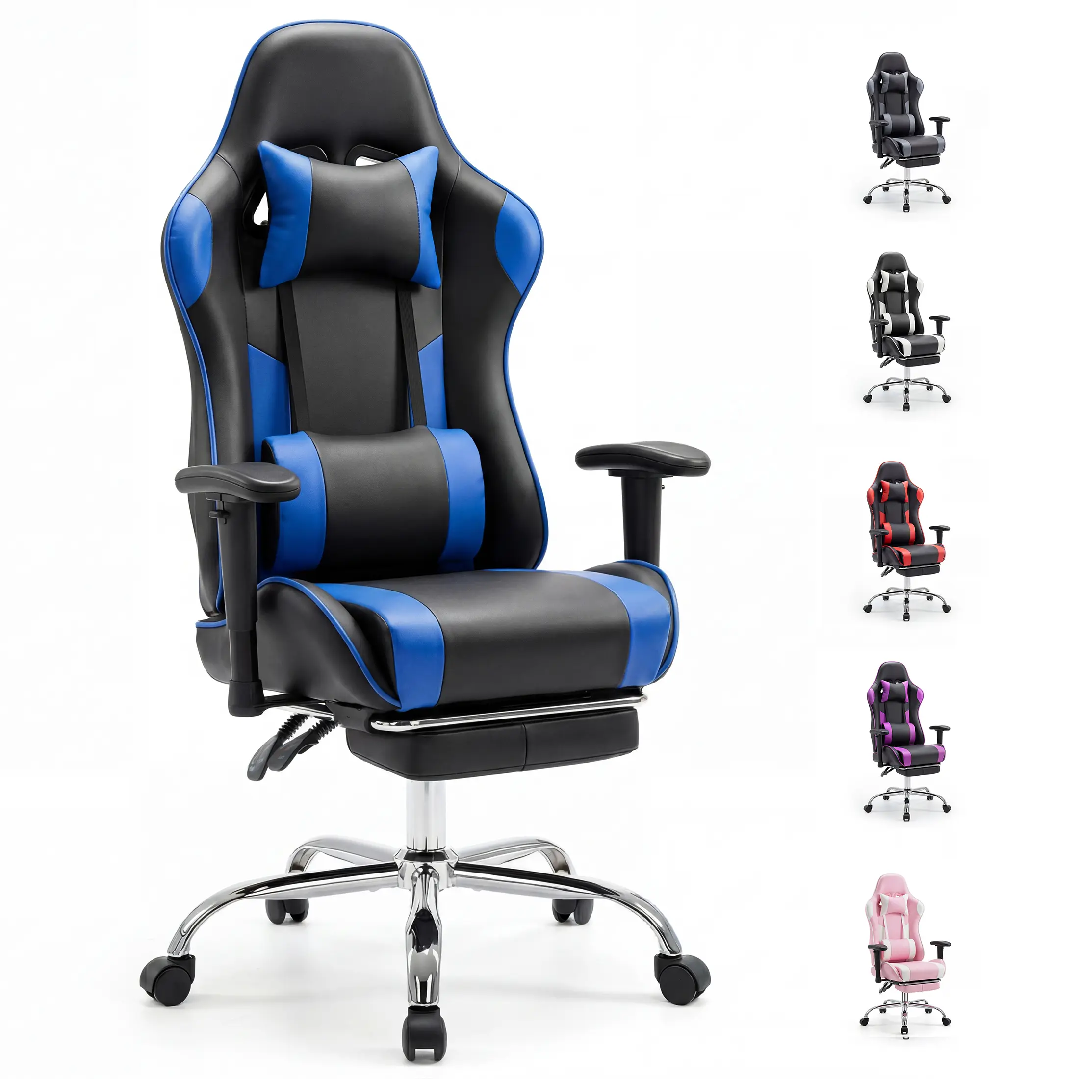 Sweetcrispy S-Ergonomic Gaming Office Chair - PU Leather Recliner with Fixed-Up Armrest, Height Adjustability, 360° Swivel, Footrest & Headrest, PC Video Gaming Chair,summerwins
