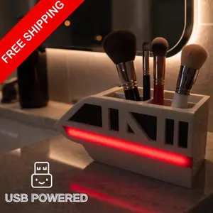 Monorail USB LED Organizer – Futuristic Desk Organizer with Red Light