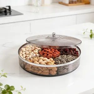 Clear Snack Storage Box, Snack Serving Tray with Lid, Snack Organizer, Home Organizer for Living Room, Kitchen, Party, Wedding, Birthday, Containers, Reusable Snack Container