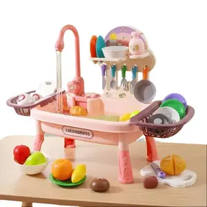 Play Kitchen Sink Toys for Kids with Running Water - Pretend Play Dishes Play House