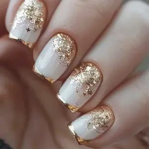 24pcs Medium Square Glossy Color Press-On Nails, Full Coverage Acrylic False Nails, DIY Nail Art, Includes Glue & File, Ideal for Women and Girls