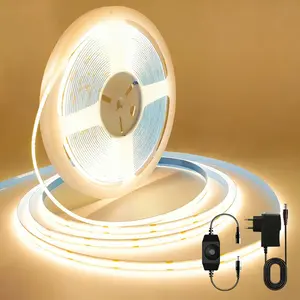 COB LED Strip, Warm/White LED Strip Lights 32.8ft, 2700K COB LED Light Dimmable LED Strip, CRI92+, 8mm Width, 24V Flexible COB LED Tape Light for TV, Bedroom, Kitchen Cabinet, Closet, Home