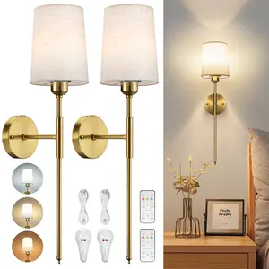 Battery Operated Wall Sconce, Rechargeable Wall Sconces Set of 2 Battery Powered Wall Sconces With Remote Battery Powered Wall Lights Dimmable 3 Colors Sconces Wall Decor Lamp For Bedroom Living Room living  room