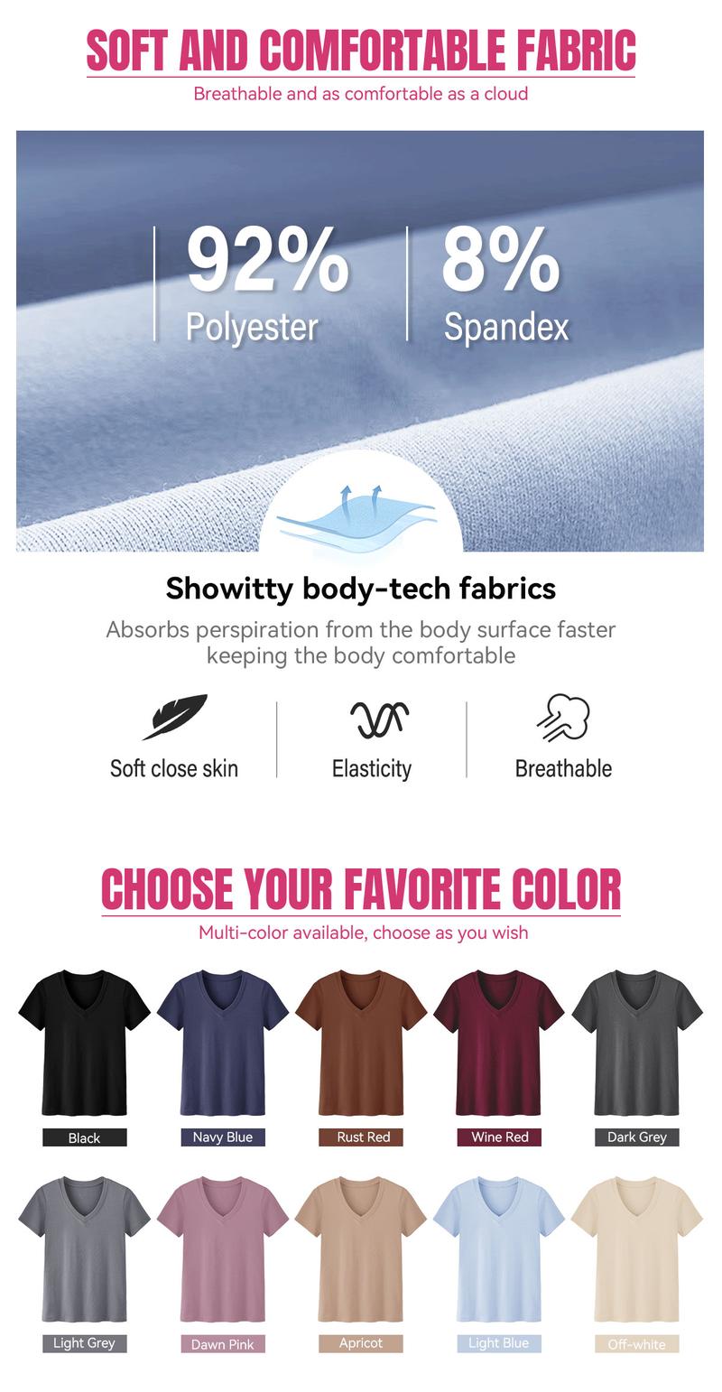 SHOWITTY 1/3 Pack Women's Plus Size Short/Long Sleeve T-Shirts - ‌Lightweight Casual V-Neck Tops for Fall, ‌Breathable Loose Fit‌, Comfortable Basic Tees #TikTokShopHolidayHaul