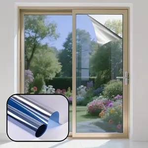 Unidirectional privacy insulation film, sun protection and peeping protection window film, suitable for living room and balcony windows, can be wiped and reused - {23.63 * 196.85 in} Sun Shade Film