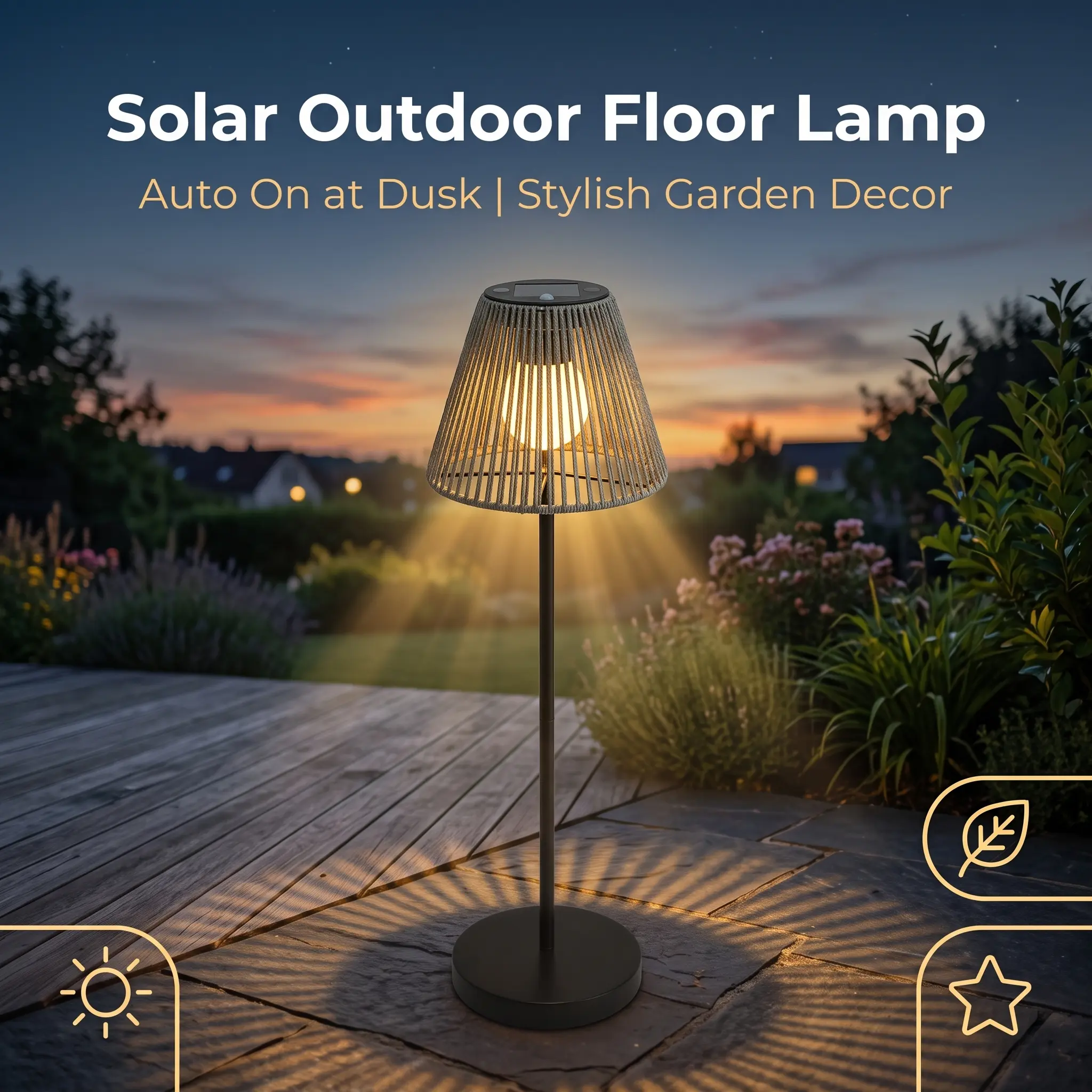 LED Solar Outdoor Light, Weather-Resistant, Energy-Saving Exterior Lighting for Home Garden, Patio